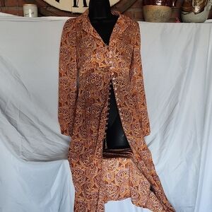 Urban Outfitters Paisley Long Sleeve Dress - Orange and Brown